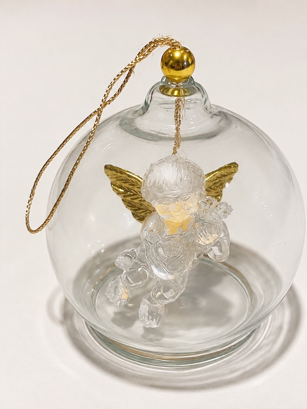 Glass Angel Ornament with Gold Wings - Holiday Home Decor